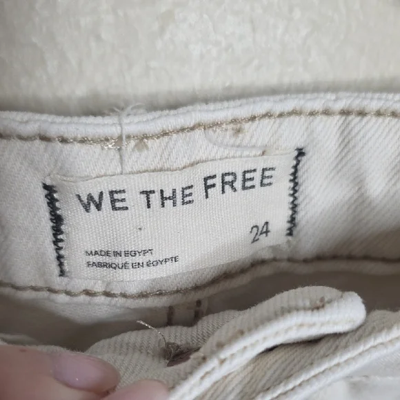 We The Free Jeans Deep Trance Dropped Boyfriend Wide Leg Denim Cream Size 24 - Picture 6 of 14